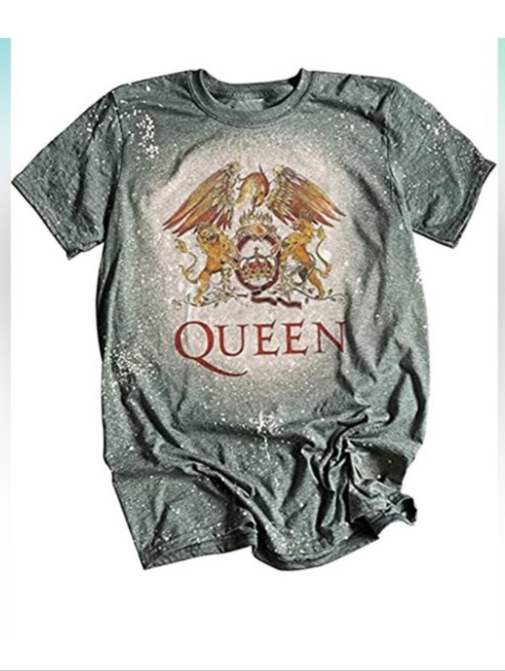 Que Gray Speckled Queen Crest Short Sleeve Tee